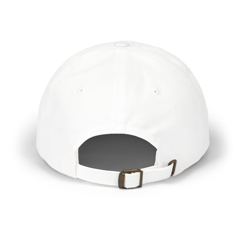 Kiss Mark Dad Cap — White Baseball Hat with Red Lip Print